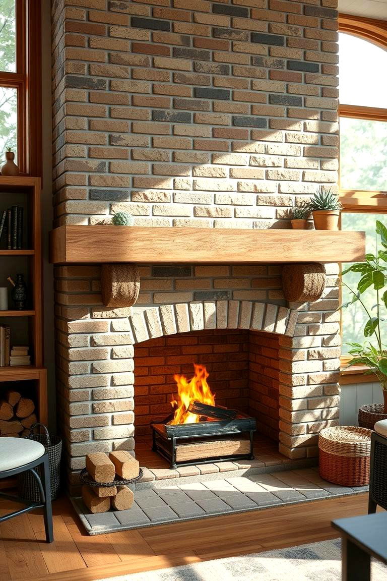 Eco Friendly Hearth Solution - 24 Rustic Brick Fireplace Ideas