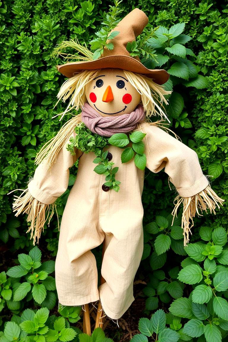 Eco Friendly Herb Scarecrow - 24 Garden Scarecrow Ideas