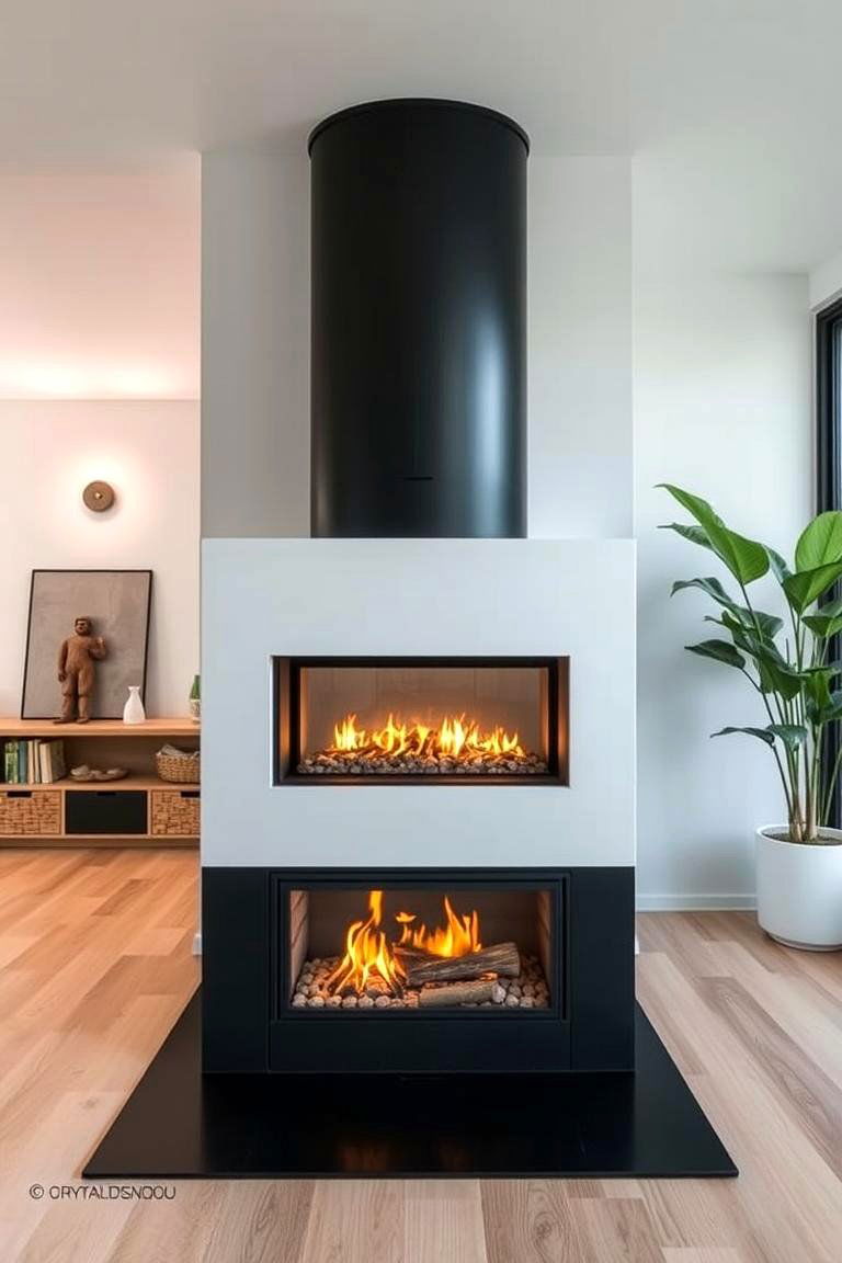 Eco Friendly Innovation - 24 Double-sided Fireplace Ideas