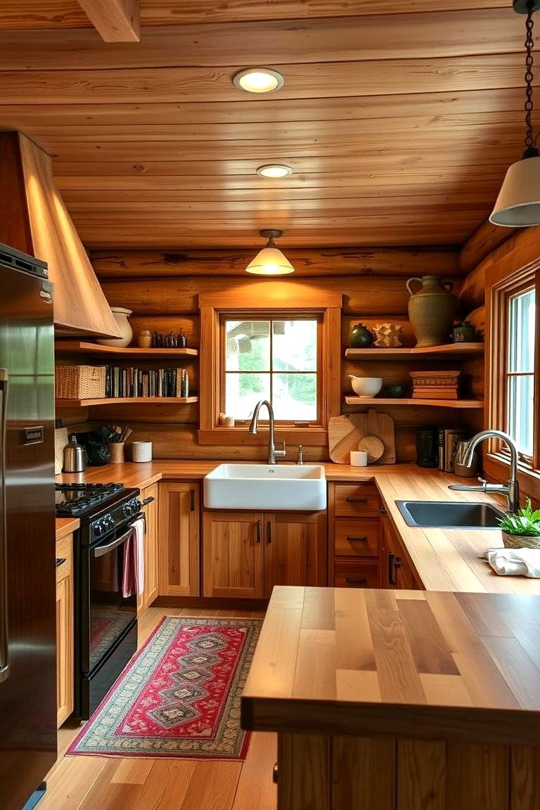 Eco Friendly Kitchen Choices - 24 Log Cabin Kitchen Design Ideas