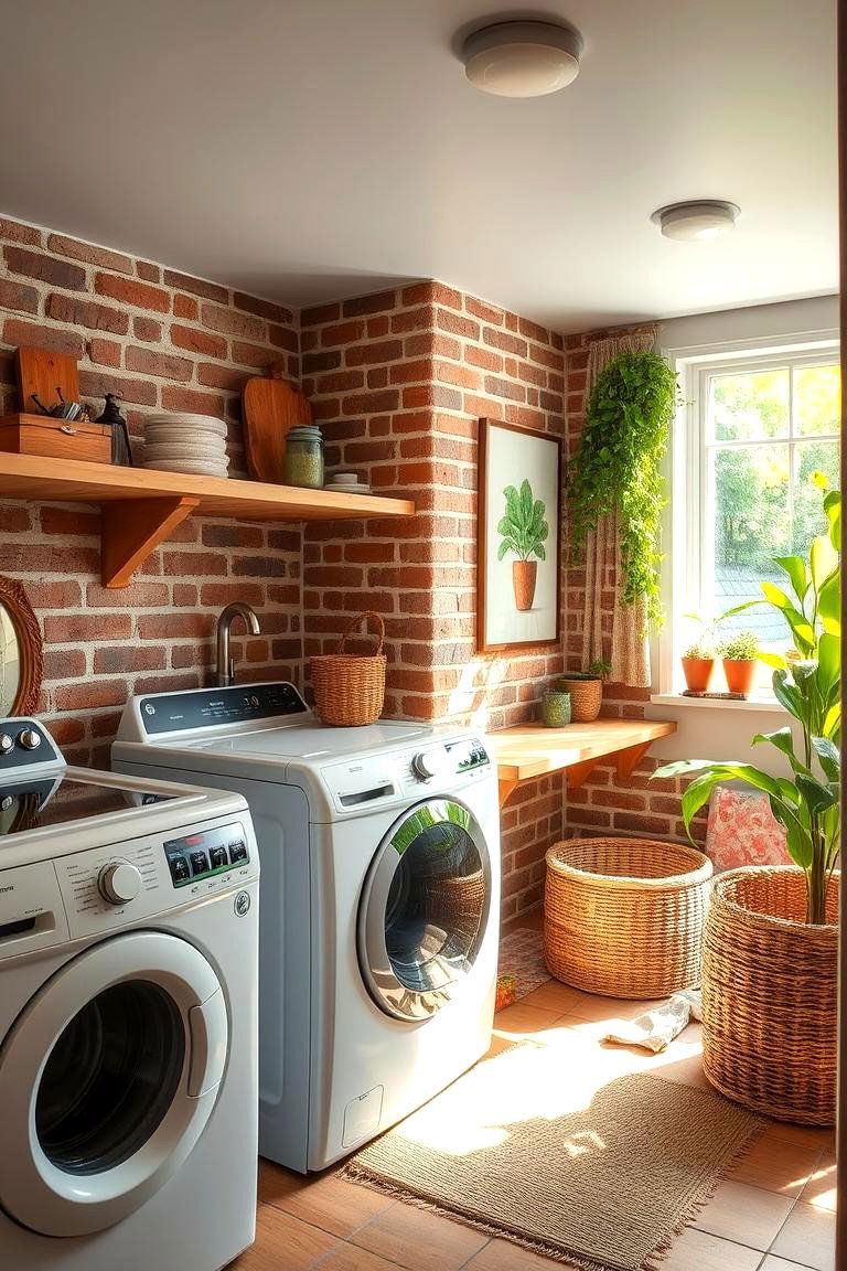 Eco Friendly Laundry - 24 Brick Floor Laundry Room Ideas