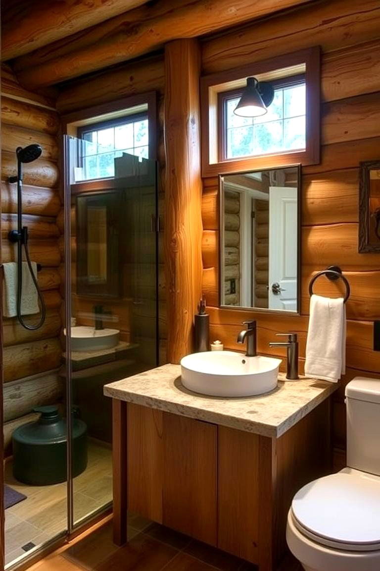 Eco Friendly Log Cabin Bathroom - 24 Log Cabin Bathroom Ideas