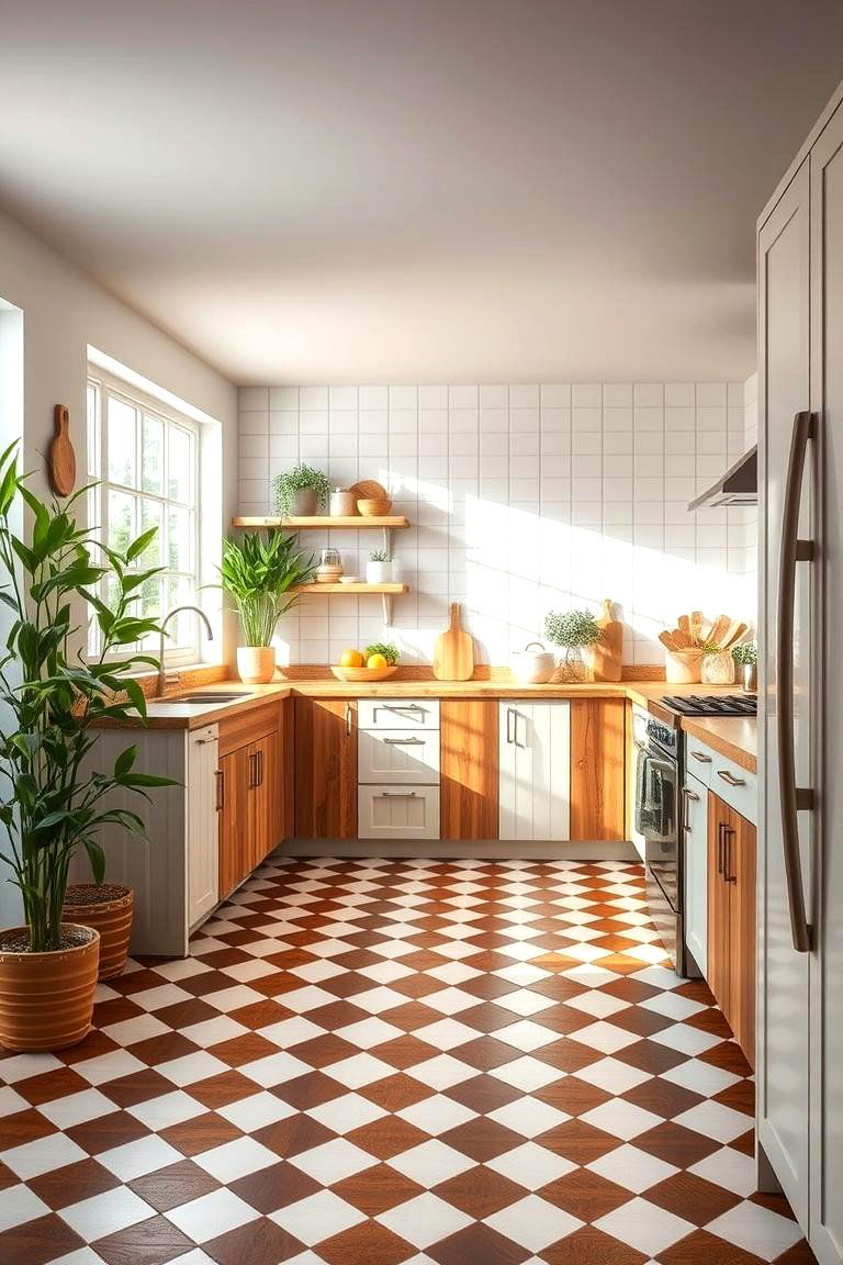 Eco Friendly Natural Look - 24 Kitchens With Checkered Floors