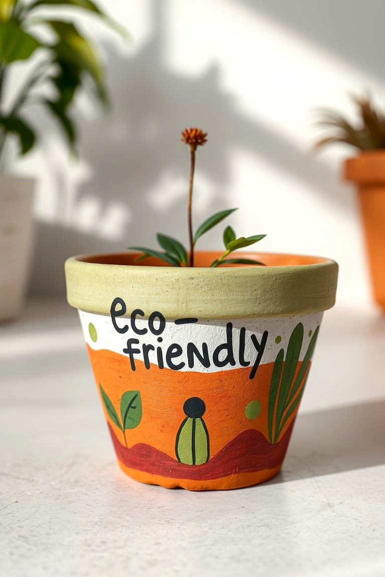 Eco Friendly Nature Painted Pot - 24 Painted Pot Ideas