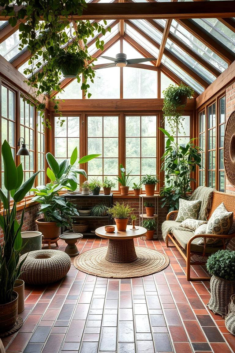 Eco Friendly Oasis - 24 Brick Floor Sunroom Ideas