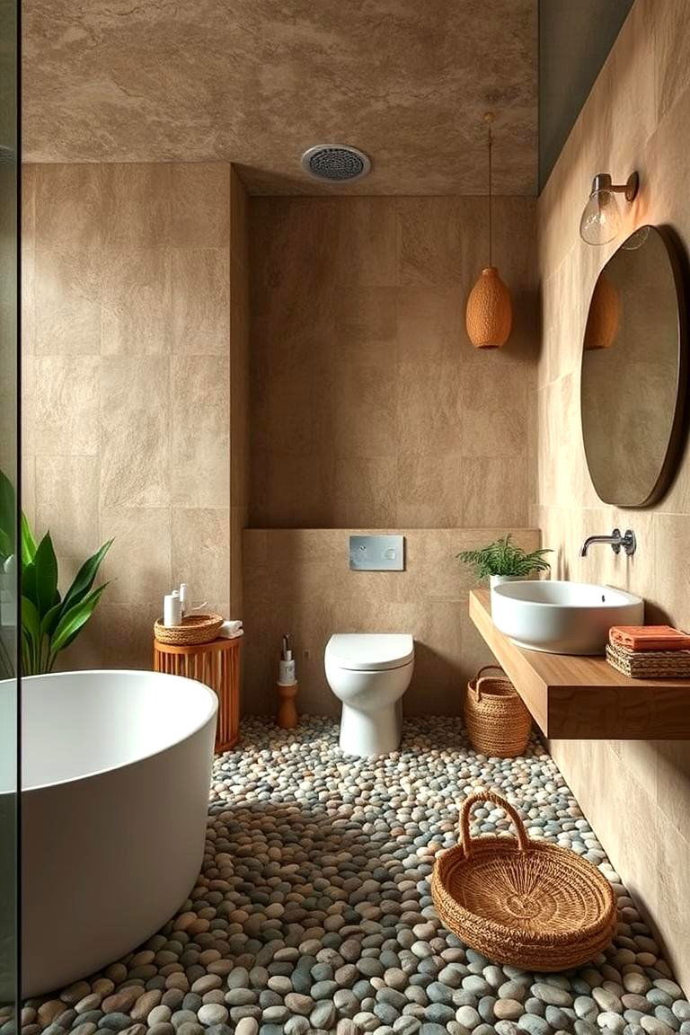 Eco Friendly Oasis - 24 Pebble Tile Bathroom Ideas