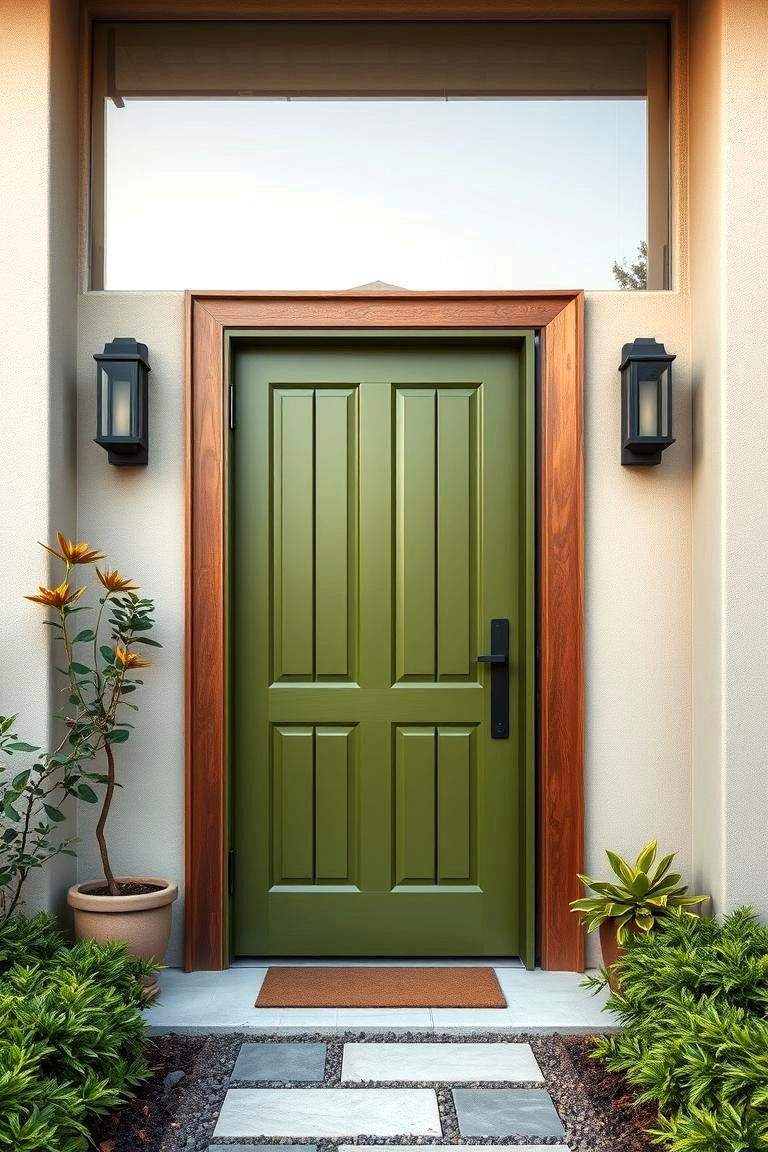 Eco Friendly Olive Oasis - 24 Olive Green Front Door Ideas