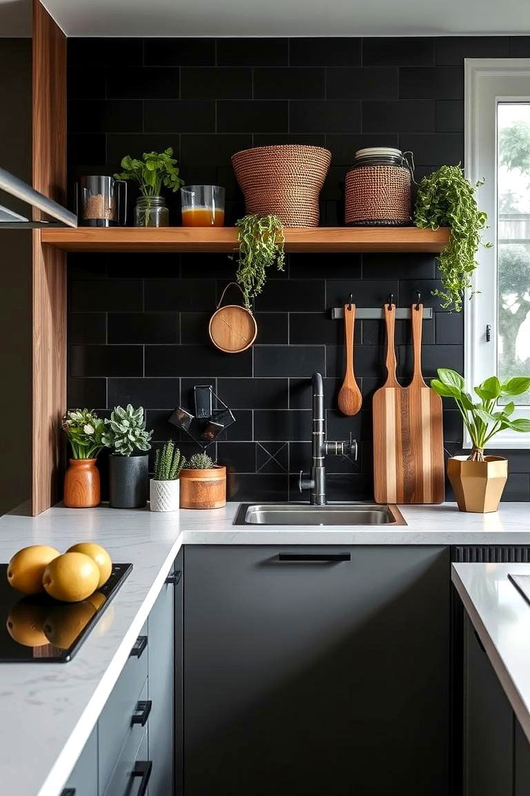 Eco Friendly Options for Kitchen With Black Backsplash - 24 Kitchen With Black Backsplash