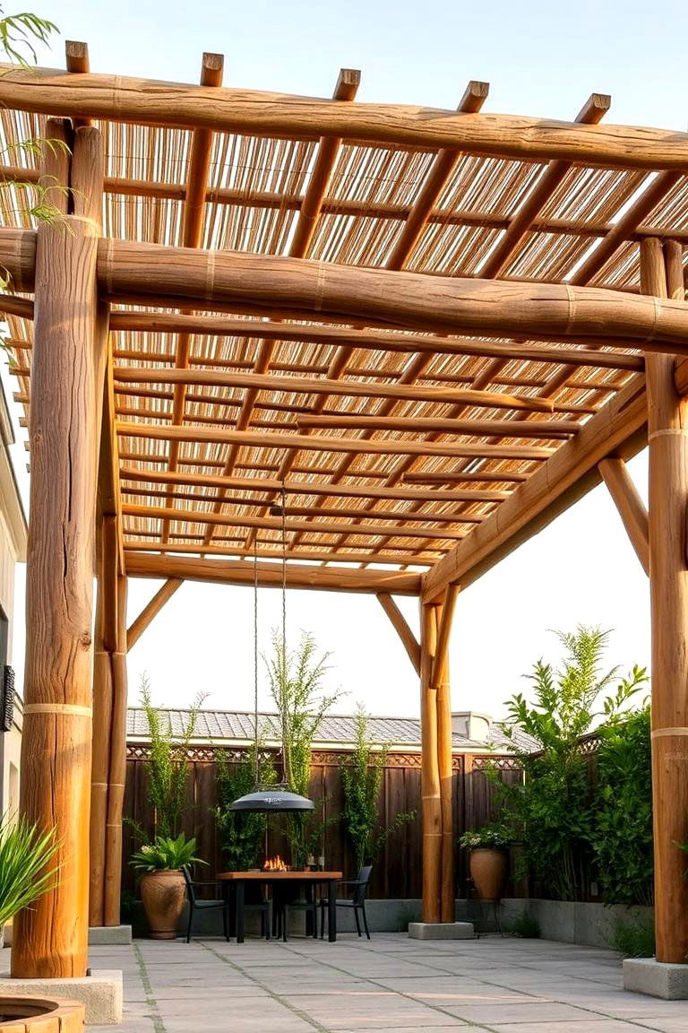 Eco Friendly Pergola Shade with Natural Materials - 24 Pergola Shade Ideas