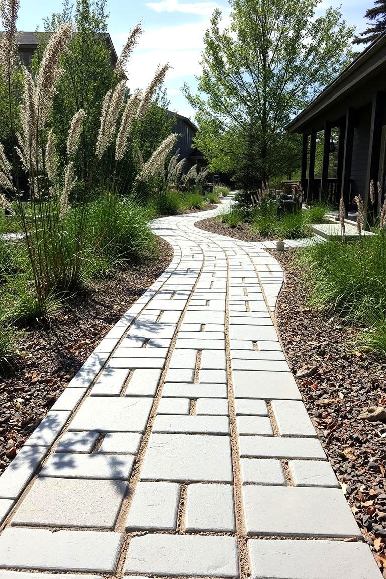 Eco Friendly Permeable Grey Paver Path - 24 Grey Paver Walkway Ideas