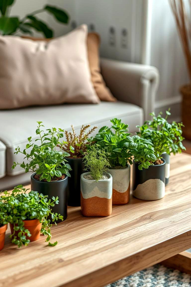 Eco Friendly Potted Herbs - 24 Coffee Table Centerpiece Ideas