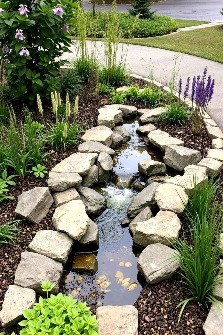 Eco Friendly Rain Garden - 24 Down Sloped Backyard Ideas