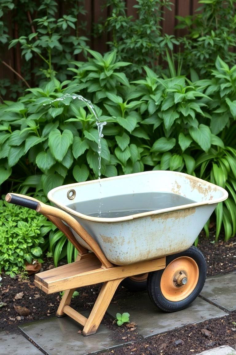 Eco Friendly Rainwater Collector - 24 Old Wheelbarrow Ideas