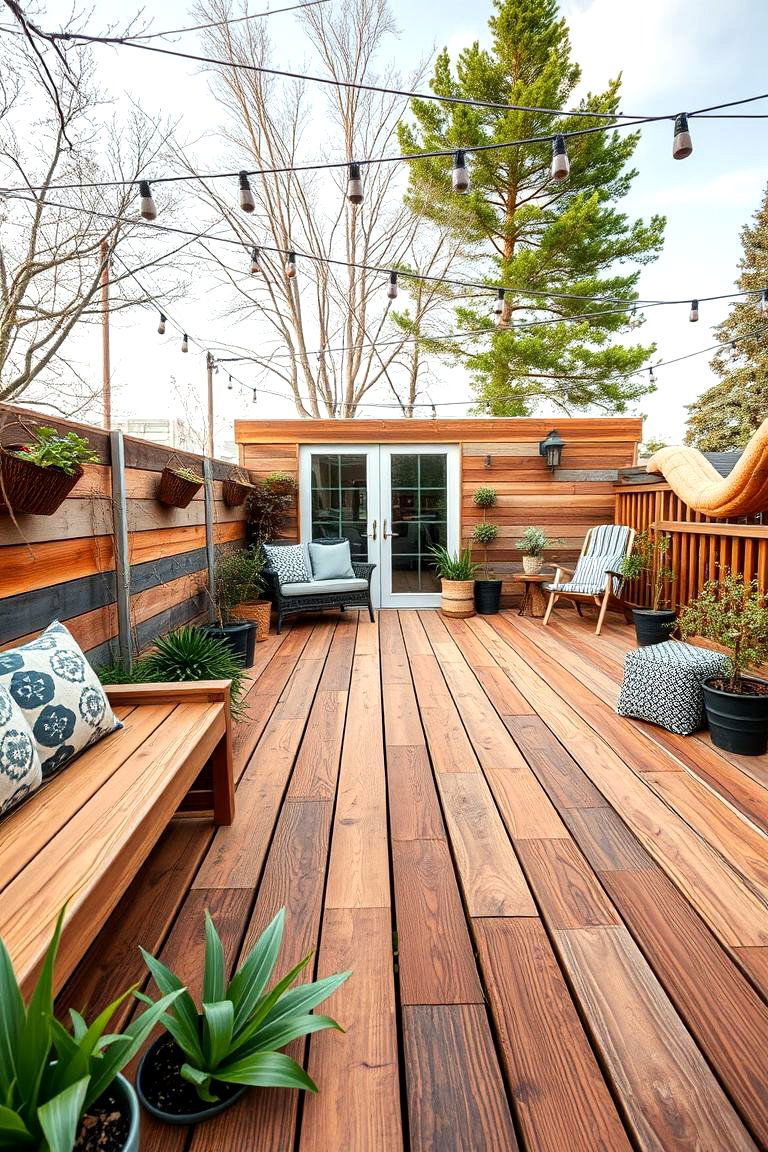 Eco Friendly Reclaimed Deck Design - 24 Ground Level Deck Ideas