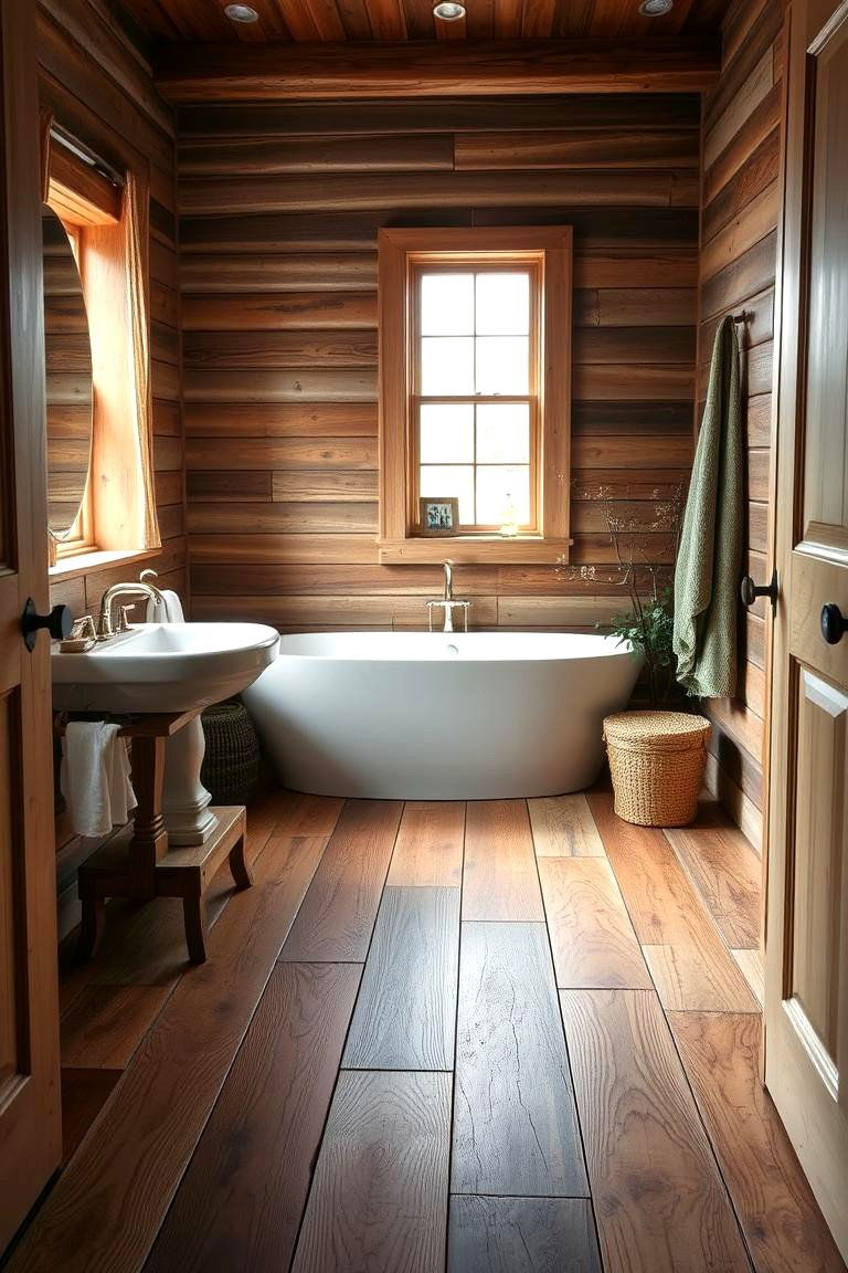 Eco Friendly Reclaimed Timber Flooring - 24 Ideas for Wood Floors in Bathrooms
