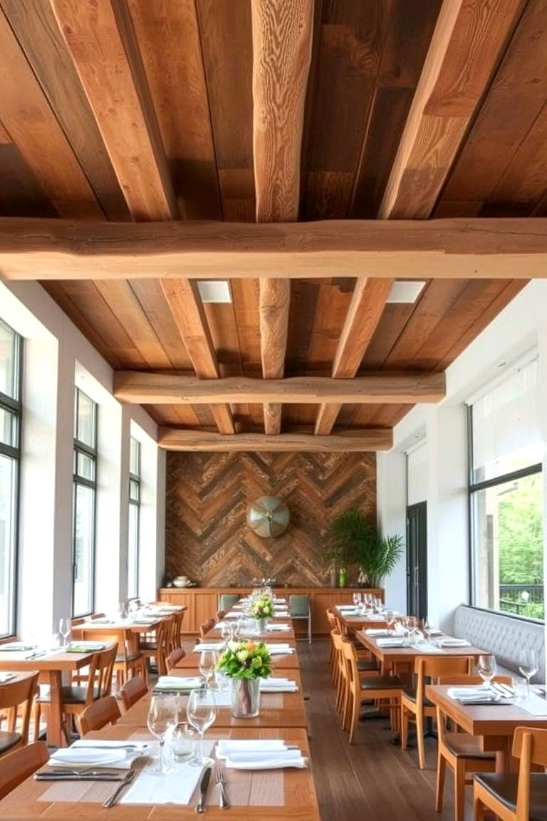 Eco Friendly Reclaimed Wood Ceiling - 24 Dining Room Ceiling Ideas