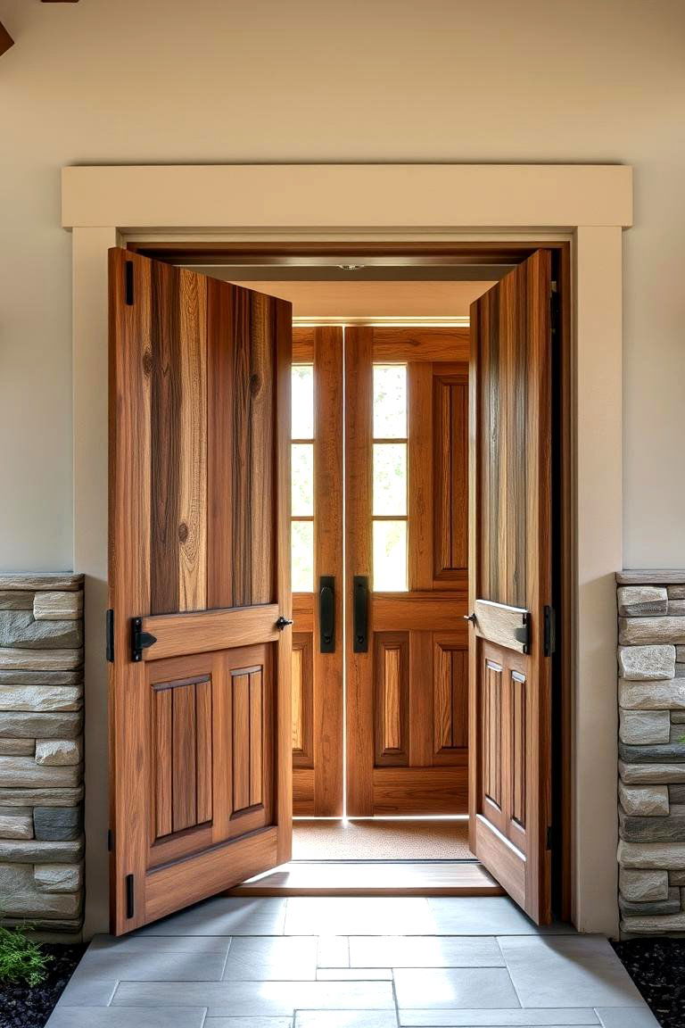 Eco Friendly Reclaimed Wood Double Doors - 24 Double Front Door Ideas