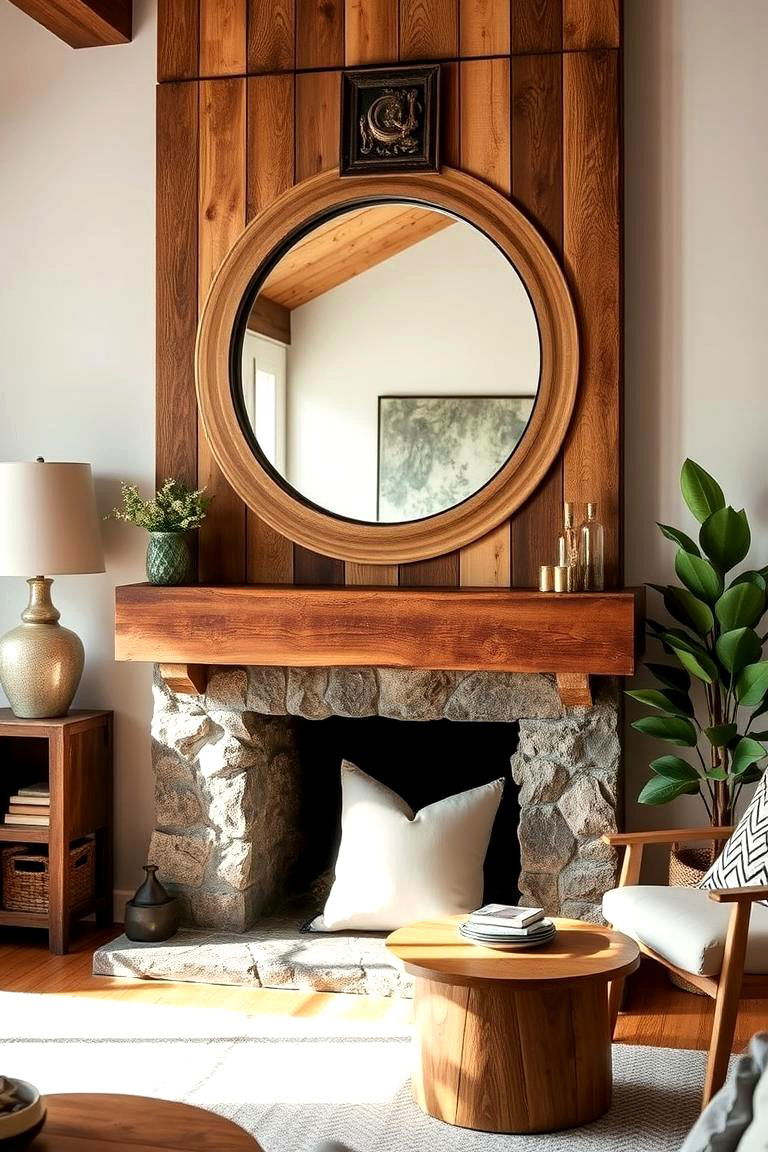 Eco Friendly Reclaimed Wood Mirror - 24 Mirror Over Fireplace Ideas