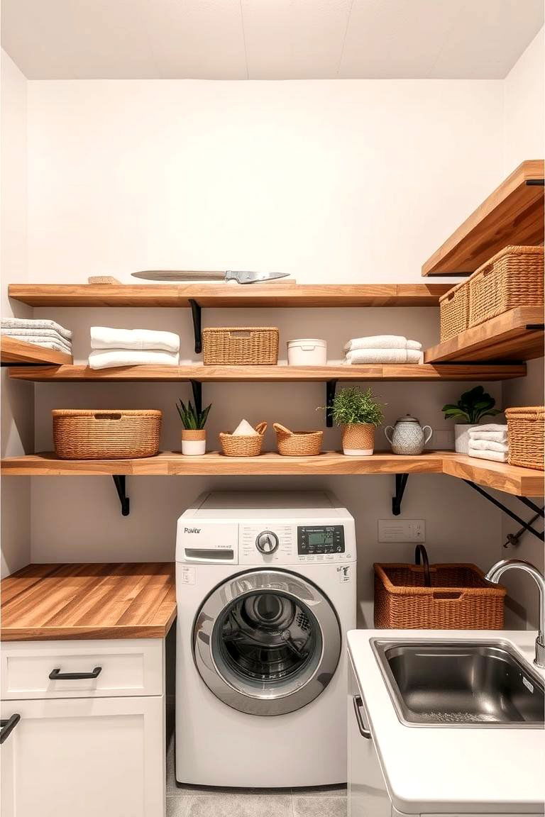Eco Friendly Reclaimed Wood Shelves - 24 Laundry Room Shelving Ideas