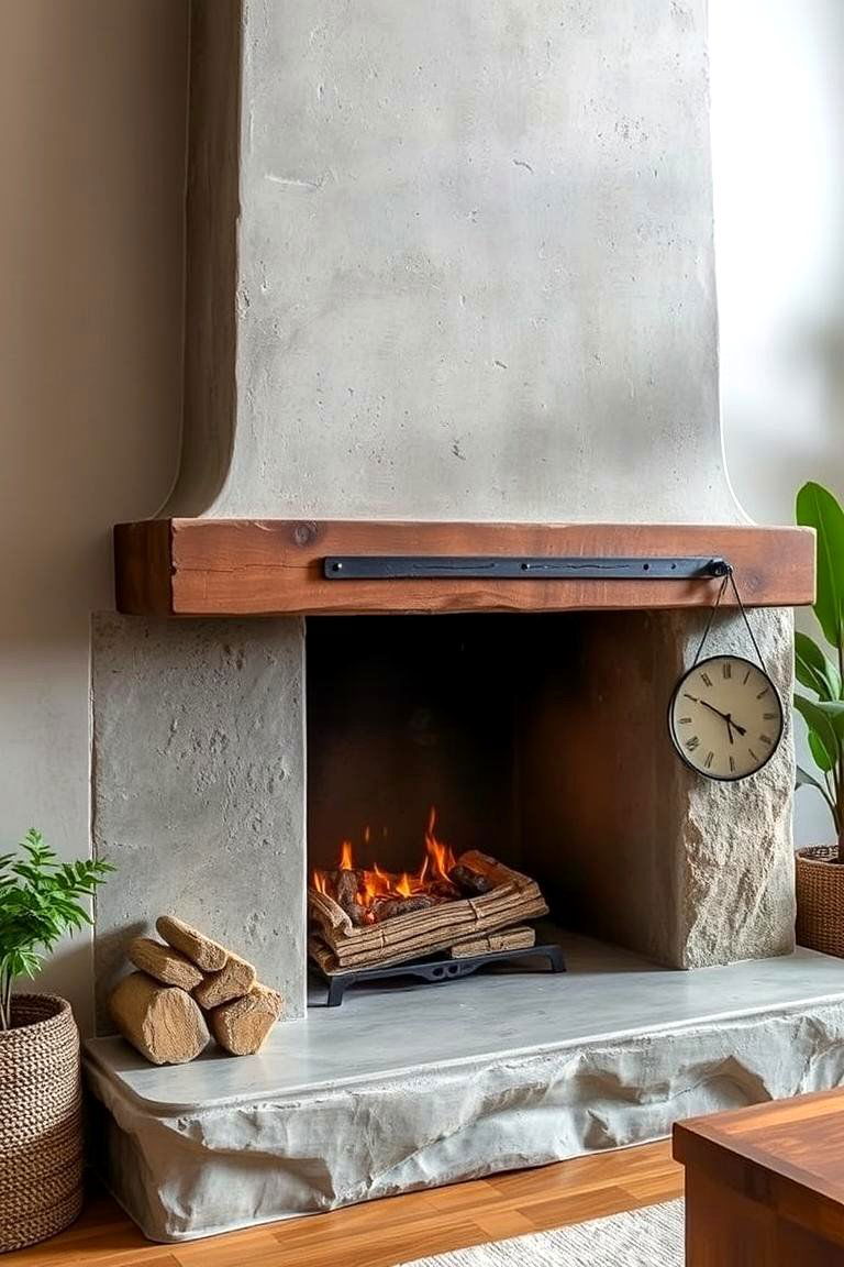 Eco Friendly Recycled Concrete Design - 24 Concrete Fireplace Ideas