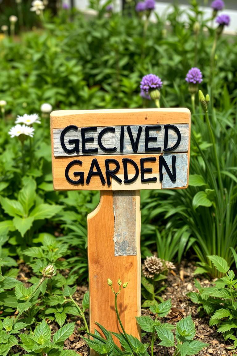 Eco Friendly Recycled Garden Sign - 24 Garden Sign Ideas