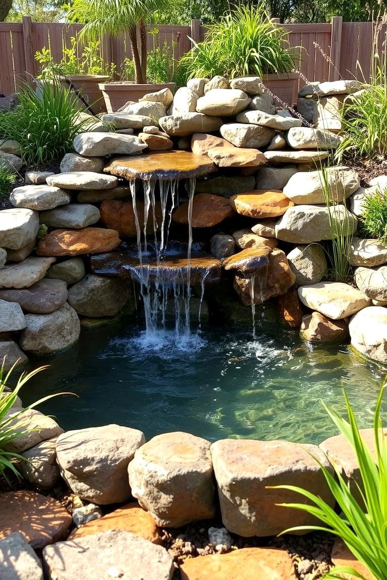Eco Friendly Recycled Waterfall - 24 Small Pool Waterfall Ideas