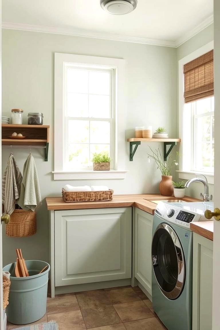 Eco Friendly Sage Green Materials - 24 Sage Green Laundry Room Ideas