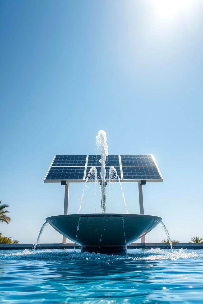Eco Friendly Solar Fountain - 24 Pool Fountain Ideas