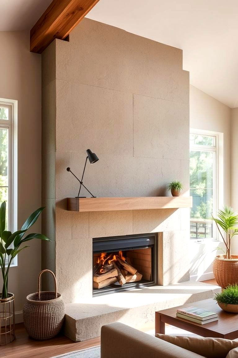 Eco Friendly Stucco Fireplace - 24 Stucco Fireplace Ideas