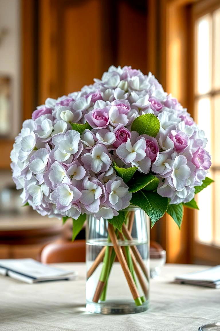 Eco Friendly Sustainable Hydrangea Centerpiece - 24 Hydrangea Centerpiece Ideas