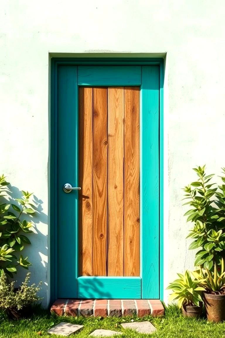Eco Friendly Turquoise Entrance - 24 Turquoise Front Door Ideas