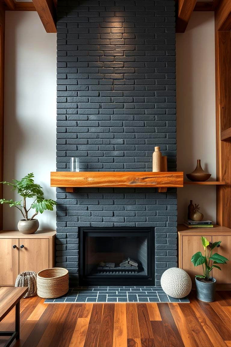 Eco Friendly Urban Design - 24 Black Brick Fireplace Ideas