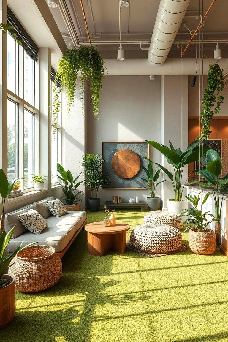 Eco Friendly Urban Retreat - 24 Green Carpet Living Room Ideas