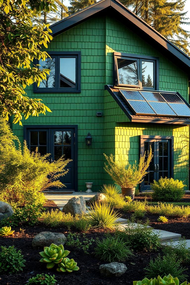 Eco Friendly and Sustainable Living - 24 Forest Green House With Black Trim