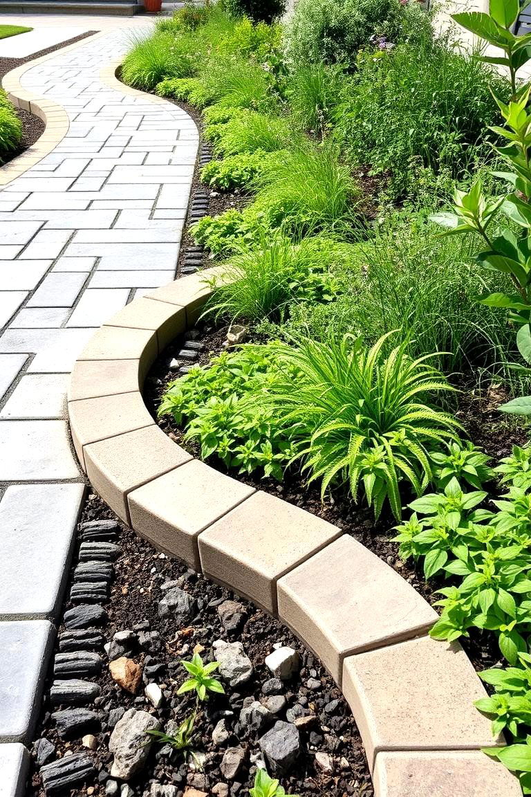 Eco Integrated Rain Gardens - 24 Concrete Paver Walkway Ideas