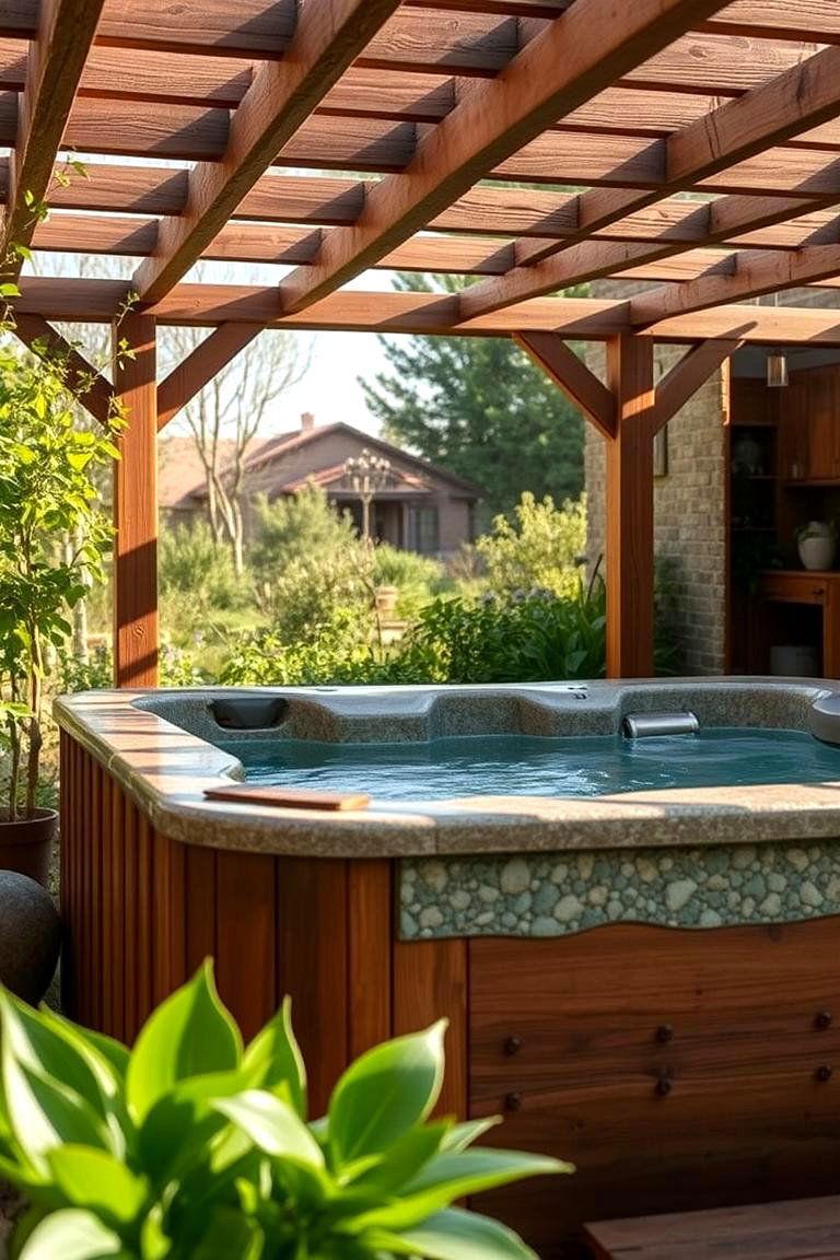 Eco Luxury Hot Tub with Natural Elements - 24 Sunken Hot Tub Ideas