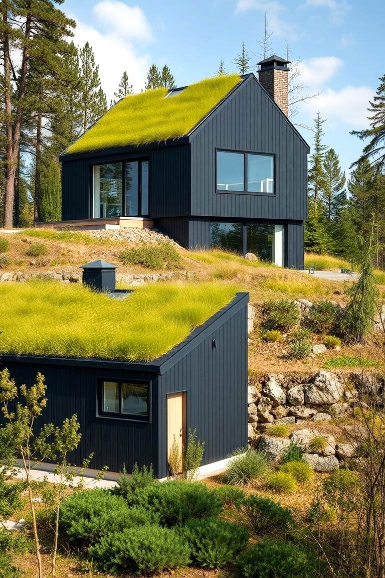Eco Modern House in Dark Olive Green - 24 Dark Olive Green House Designs