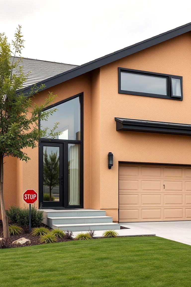 Eco Modern Tan House with Natural Black Trim - 24 Tan House With Black Trim Design Ideas