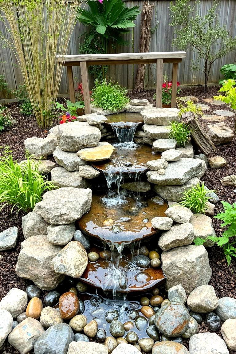 Eco Recycled Material Waterfall - 24 Pondless Waterfall Design Ideas