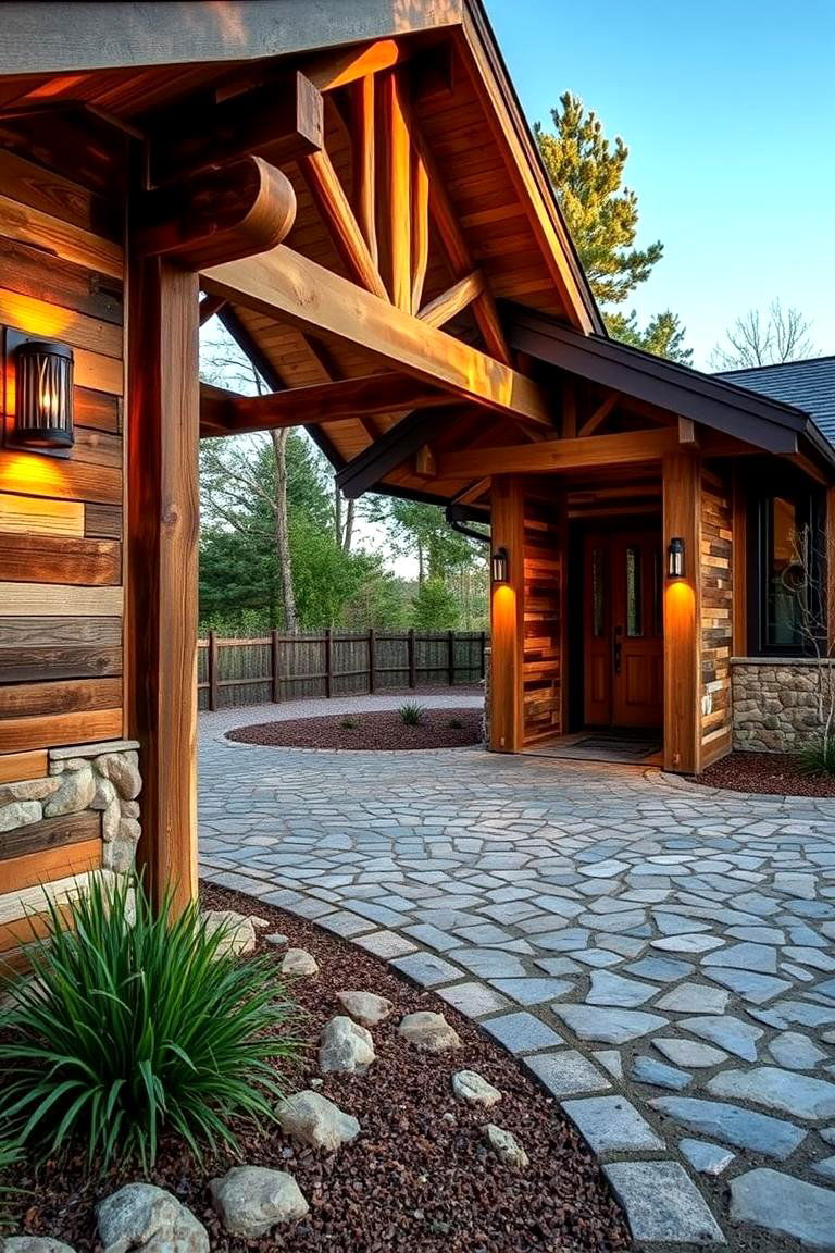 Eco Rustic Wood Accents - 24 driveway entrance ideas