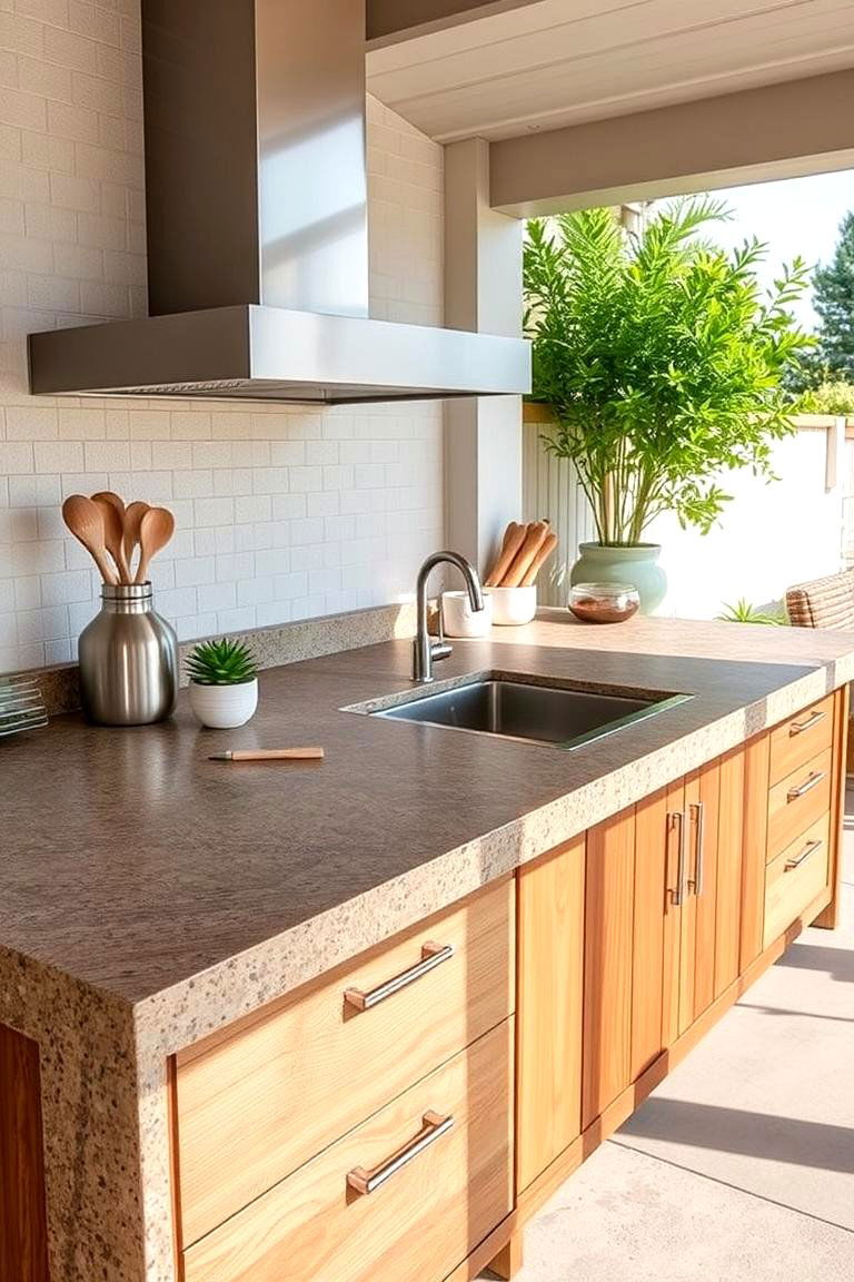 Eco friendly Composite Countertops - 24 Types of Outdoor Kitchen Countertops