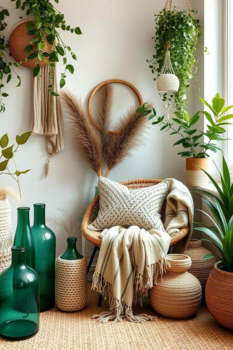 Eco friendly Decor Elements - 24 Green Boho Bedroom Ideas