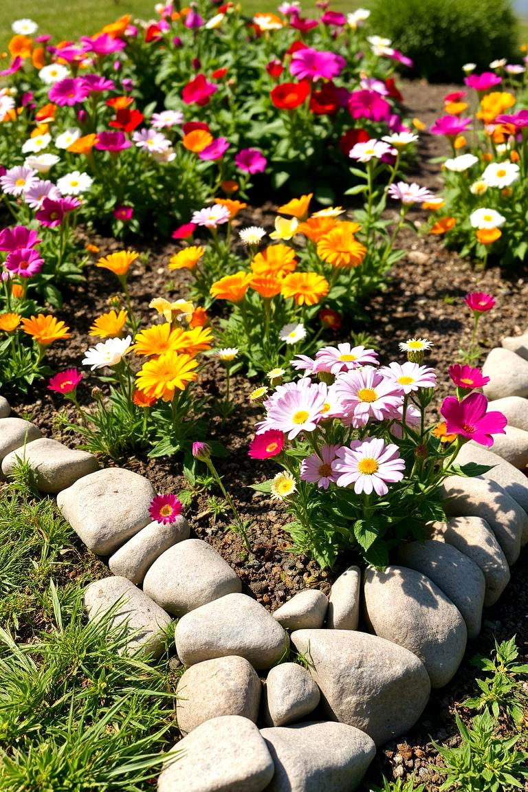 Edging Garden Beds with Rocks - 24 Rock Landscaping Ideas