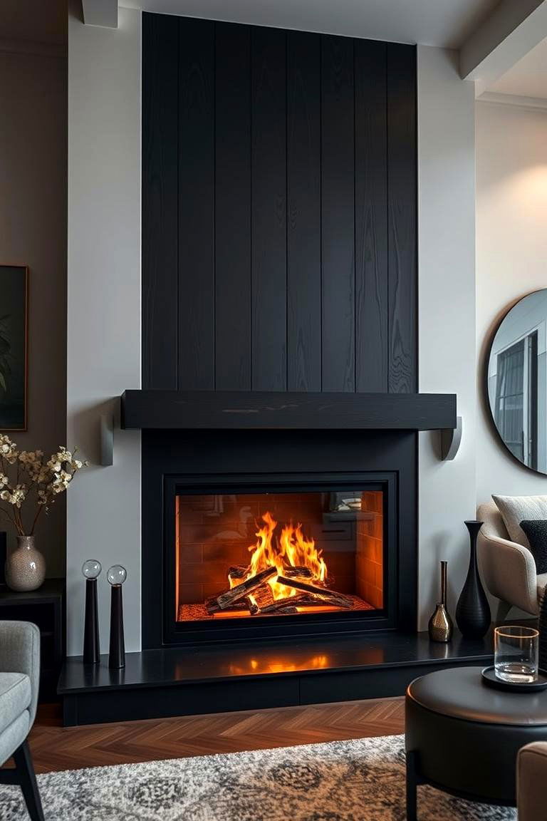 Edgy Black Sophistication - 24 Black Shiplap Fireplace Ideas