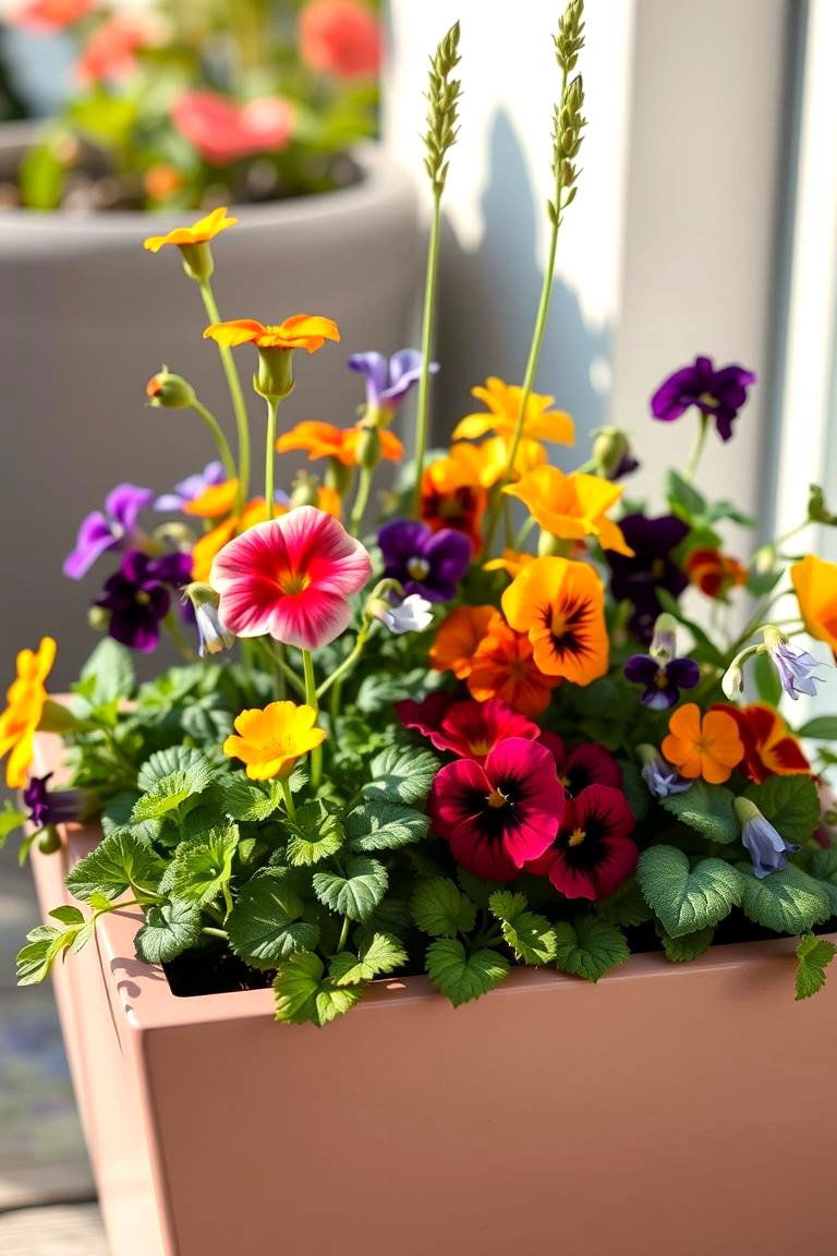 Edible Flower Feast Container - 24 Container Garden Ideas