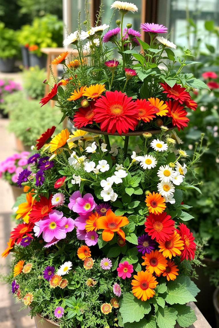 Edible Flower Tier Garden - 24 Tiered Garden Ideas