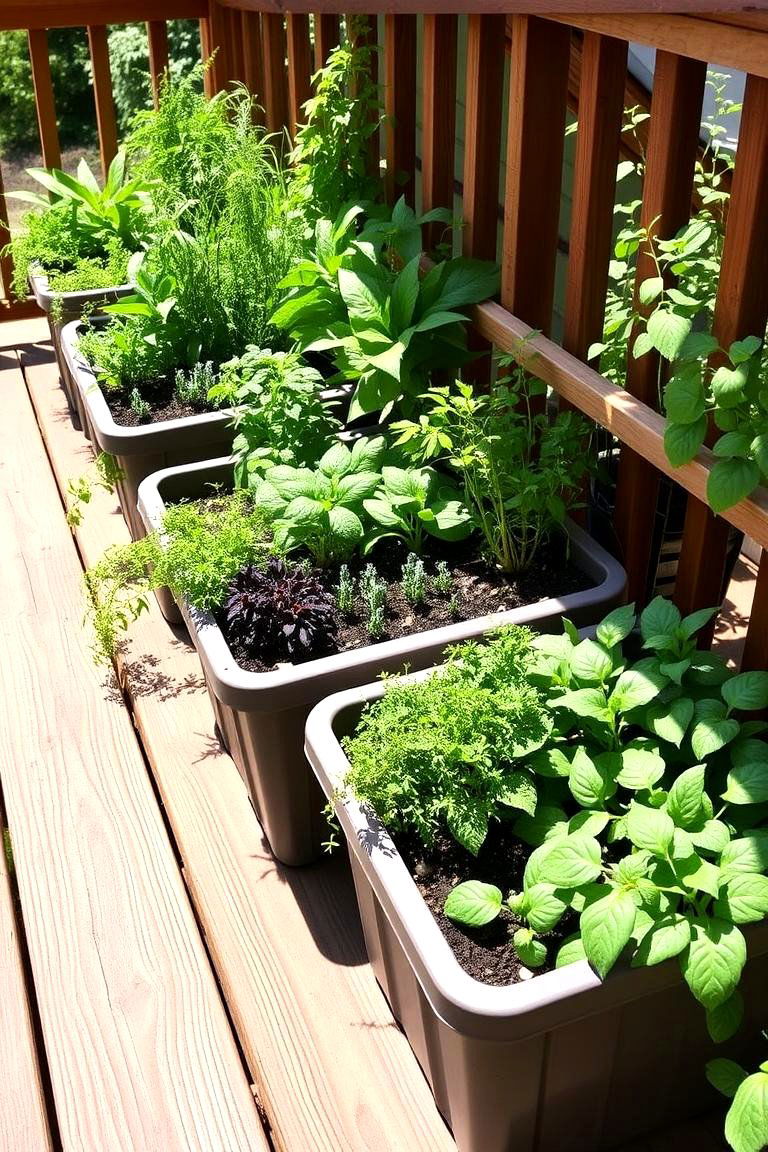 Edible Garden with Fresh Herbs and Veggies - 24 Deck Decorating Ideas With Plants