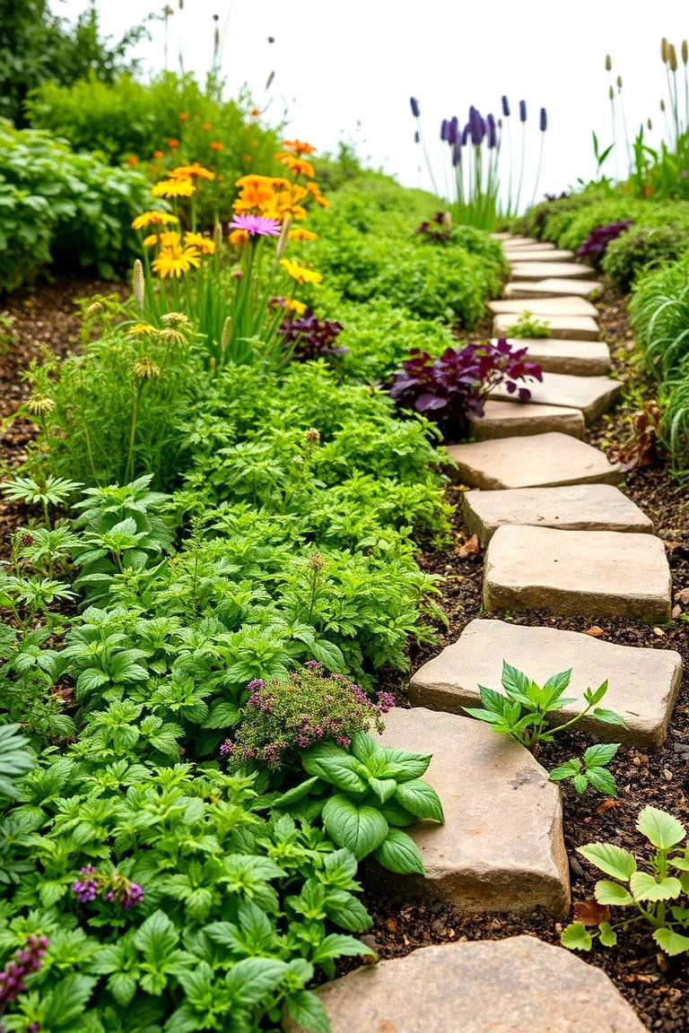 Edible Plant Border Walk - 24 Stepping Stone Walkway Ideas