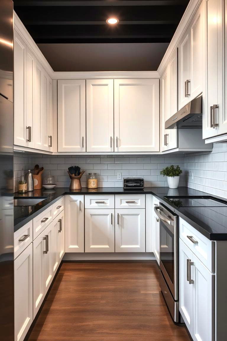 Efficient Spaces with Maximum Impact - 24 white kitchen with black countertops ideas