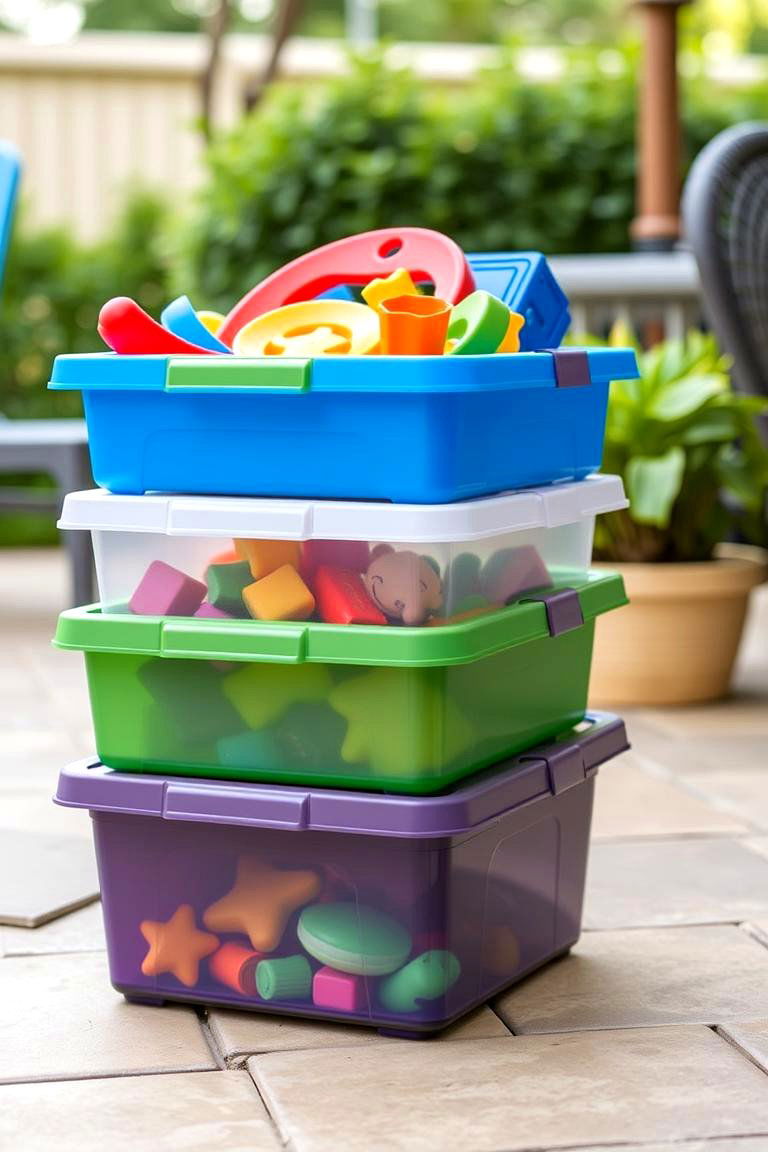 Efficient Stackable Containers - 24 Outdoor Toy Storage Ideas